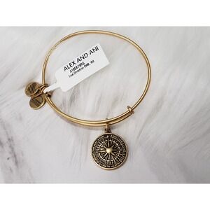 NEW Alex and Ani TRUE DIRECTION Rafaelian Gold Finish Bangle COMPASS BRACELET